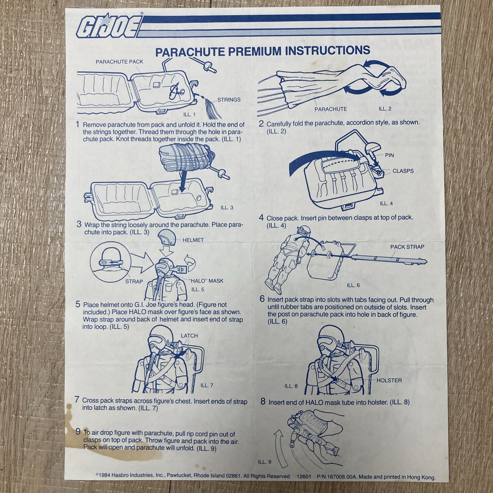 Hasbro 1984 parachute, Premium Instructions and blueprints, G.I. JOE | eBay
