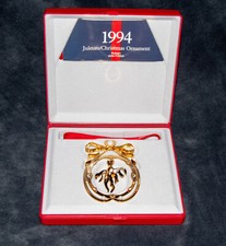 GEORG JENSEN 1994 Mistletoe Mistelzweig 24k  pl verg.+ Box - J. Frölich Ornament