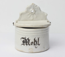 Antique German Dollhouse Porcelain Hanging Flour Container Kitchen Miniature
