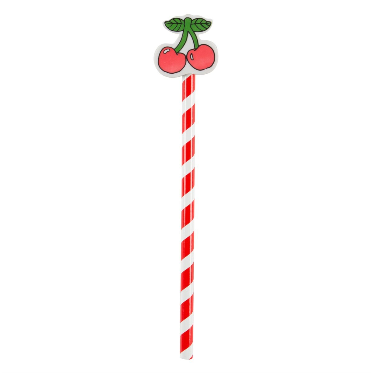 Sass & Belle Cherry Stem Pencil Topper Rubber Eraser Stripey White Gift Party