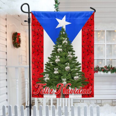 Feliz Navidad Puerto Rico Christmas Treee Flag Graden Flag