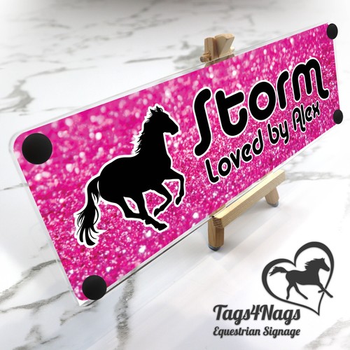 Horse Stable Name Sign Bright pink & Black text, 10 logo & font options - Picture 8 of 24