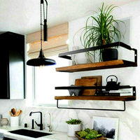 Holz Wandregal KüChenregal Badregal 2 Ebenen Wandboard Schweberegal KüChe Bad
