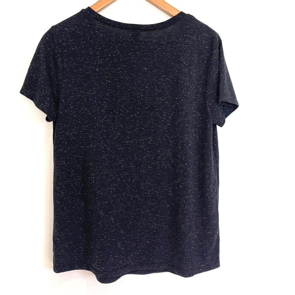 La SENZA женщина черный Рождество блестящий короткий рукав V шеи футболка размер L новый без ЯРЛЫКОВ - Изображение 2 из 4