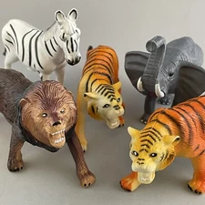 Jungle Safari Zoo Hard Plastic Animals Ankyo Toy Figures Lot of 5