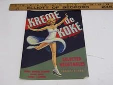 OLD VINTAGE KREME DE KOK SELECTED VEGETABLES PRODUCE CRATE PAPER LABEL SEXY LADY