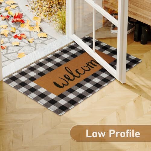 Mat Outdoor Indoor Door Mats, Heavy Duty Buffalo Plaid