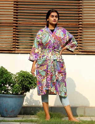 Indian Frida Kahlo Cotton Kimono Collection Women,s Night Kimono Robe Night Maxi