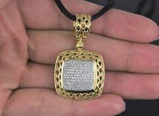 $8k John Hardy 18K Yellow Gold Pave Round Diamond Classic Chain Pendant Enhancer
