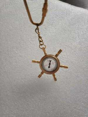 VINTAGE BRASS TRANSPARENT COMPASS KEY CHAIN