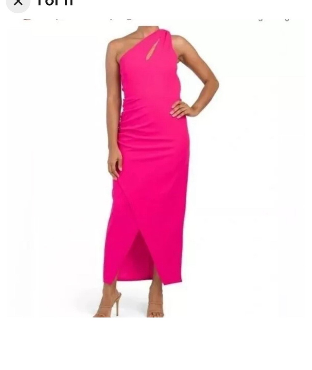 rachel roy hot pink dress NWT $199 RACHEL One Shoulder Size Xxl Trendy Knitted Midi Dress