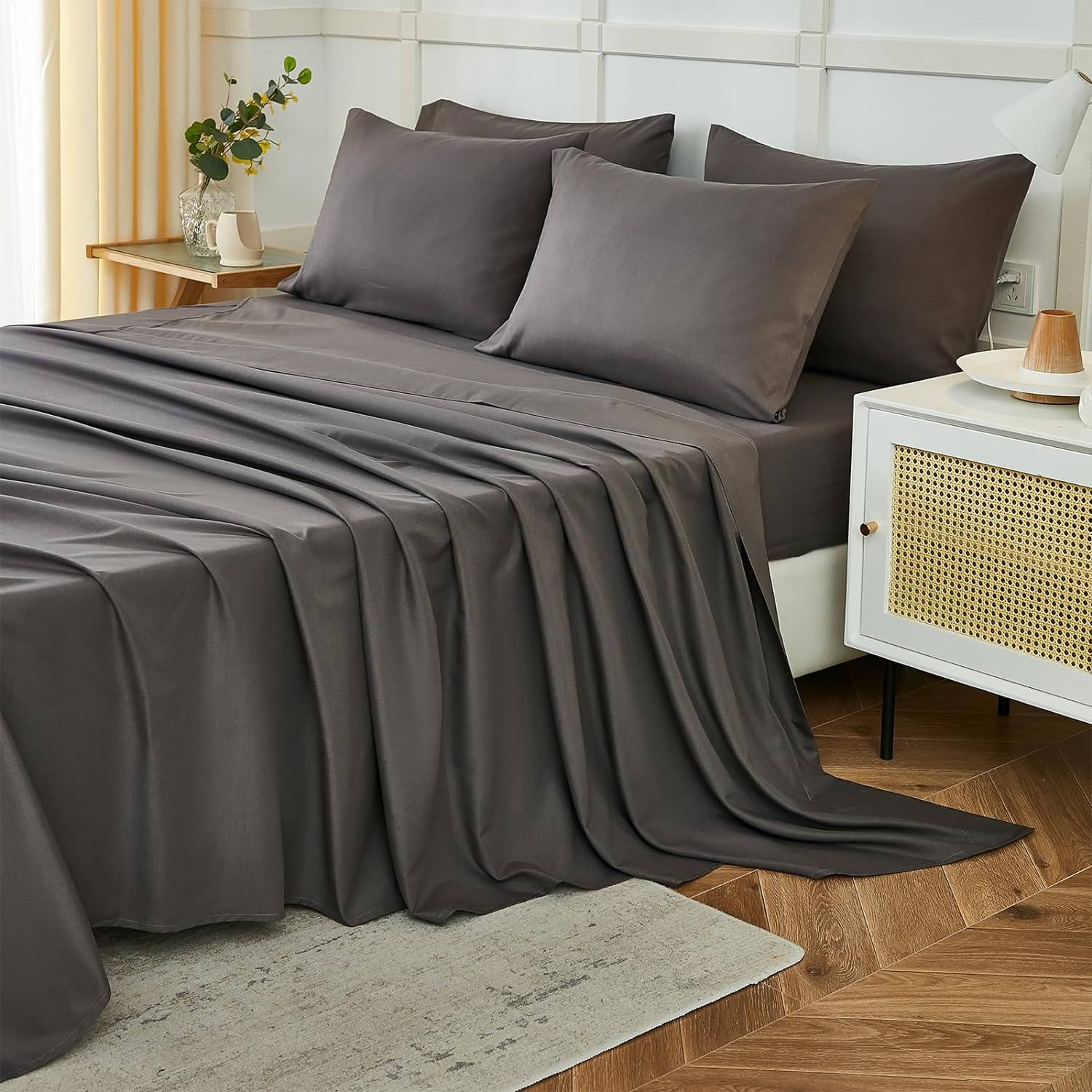 Queen Sheets Set 6 Piece,Hotel Luxury Super Soft 1800 Series Microfiber Queen Be