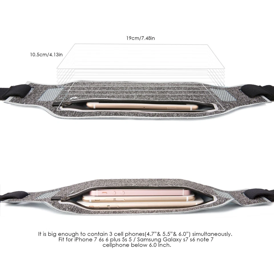 Waterproof Sports Runner Waist Bum Bag Running Jogging Belt Pouch Zip Fanny Pack - Image 4 of 4