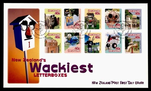 DR WHO 1997 NEW ZEALAND FDC WACKIEST LETTERBOXES COMBO M79696