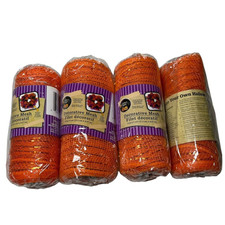 Crafters Square Halloween Orange Decorative 4 Mesh Ribbon 6 in.x 5 yd Rolls New 