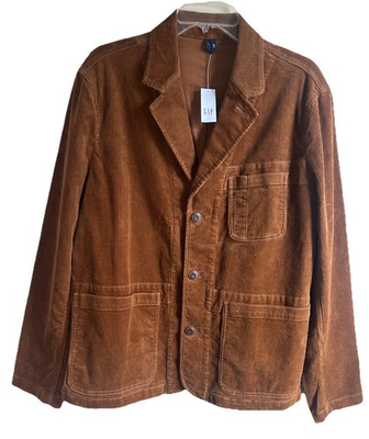 #ad GAP Corduroy Chore Jacket Mens M Brown Workwear Utility Coat Button NWT $49.99