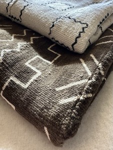 2 Large Pieces Of African Mud Cloth, Cocoa Brown and Cream