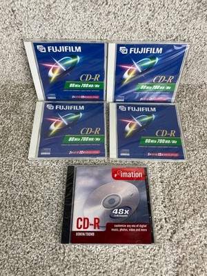 Lot of 5 Fujifilm & Imation CD-R 80min 700MB/Mo