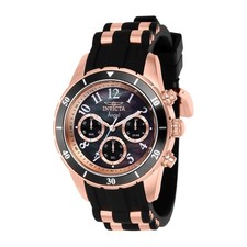 Invicta Women's Watch Angel Chronograph Black and Rose Gold Strap Quartz 38756