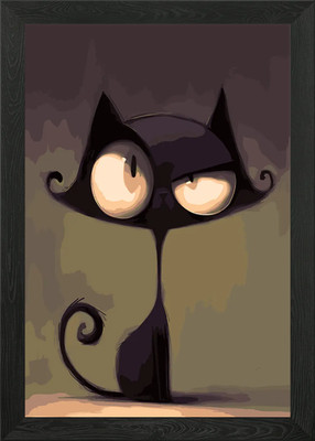 Dunkle Katze gerahmtes Wandbild Poster Leinwanddruck Bild