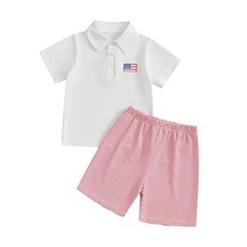 Baby Boy 4th of July Outfit Flag 12-18 Months Red Usa Flag Checkerboard