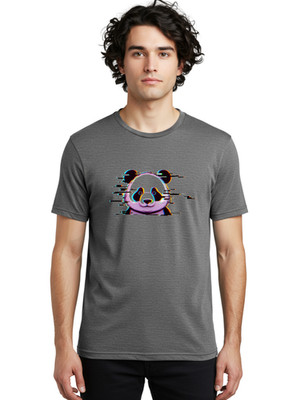 Glitch-Panda-1 Mens Graphic Tee, 100% Cotton, Casual Summer Wear