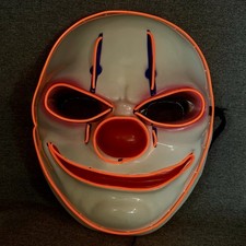 Halloween Mask LED Light Up Wired Clown Scary Cosplay Costume Rave Glow Orange
