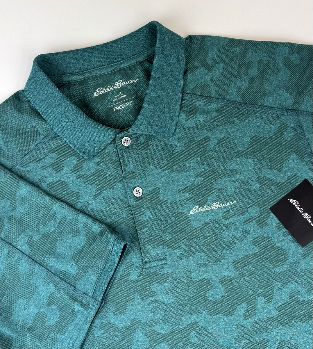 NWT Eddie Bauer Resolution Pro Polo Turquoise Short Sleeve Shirt
