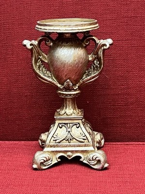 Vintage Ornate Gold Pedestal Urn / Candle Holder   Baroque Style Décor  