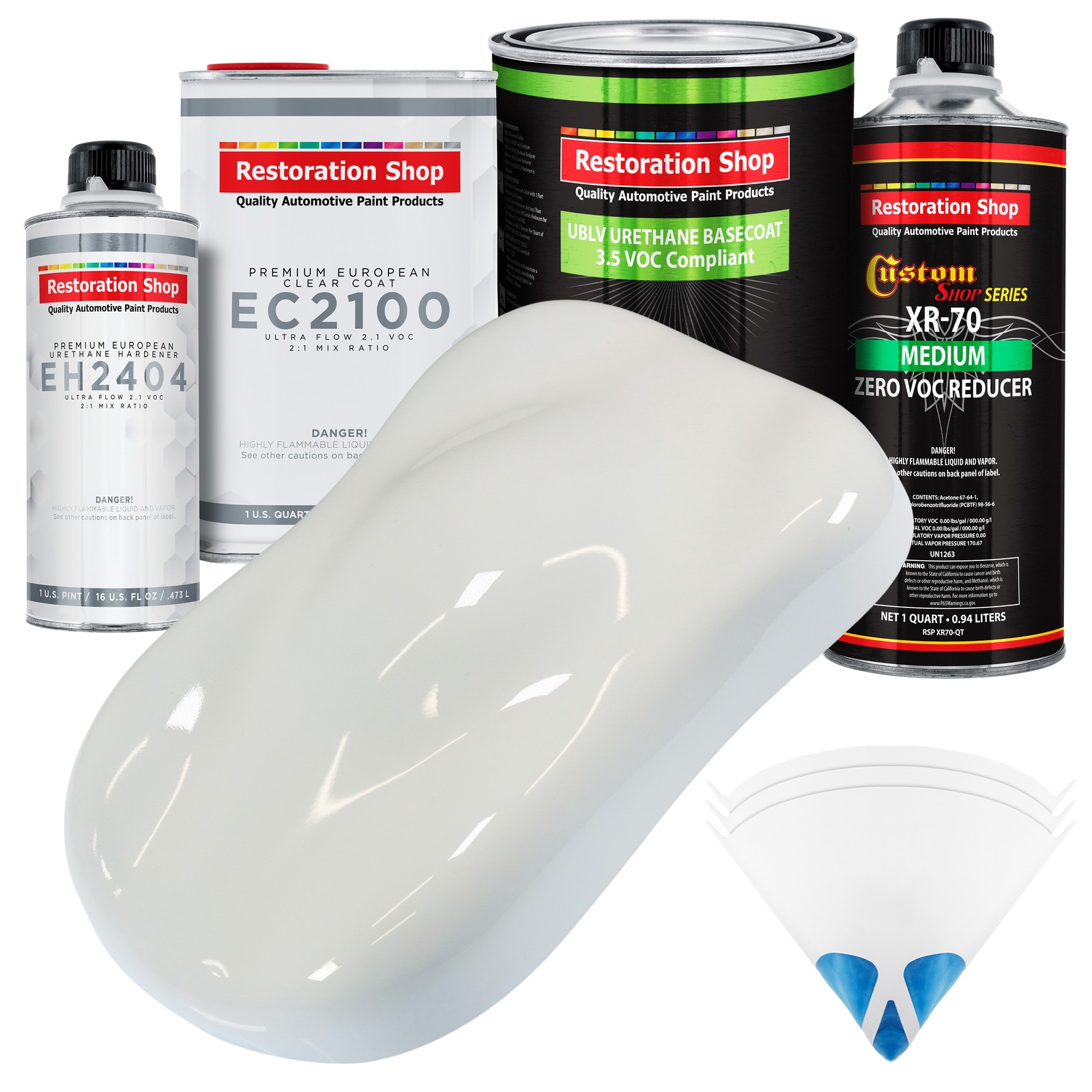 Pure White Low VOC Urethane Auto Paint Basecoat Quart Kit with European Clear Coat