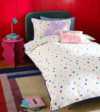 Gorgeous Next White & Multi Coloured Spots 100% Brushed Cotton Single Bed Set