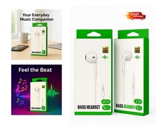 Wired headset with microphone good quality headphone white color bass quality