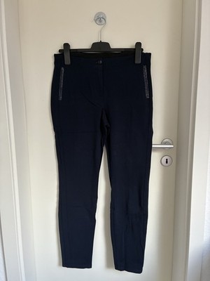 GERRY WEBER Damen Stretch Hose 42 Dunkelblau Elastischer Bund 