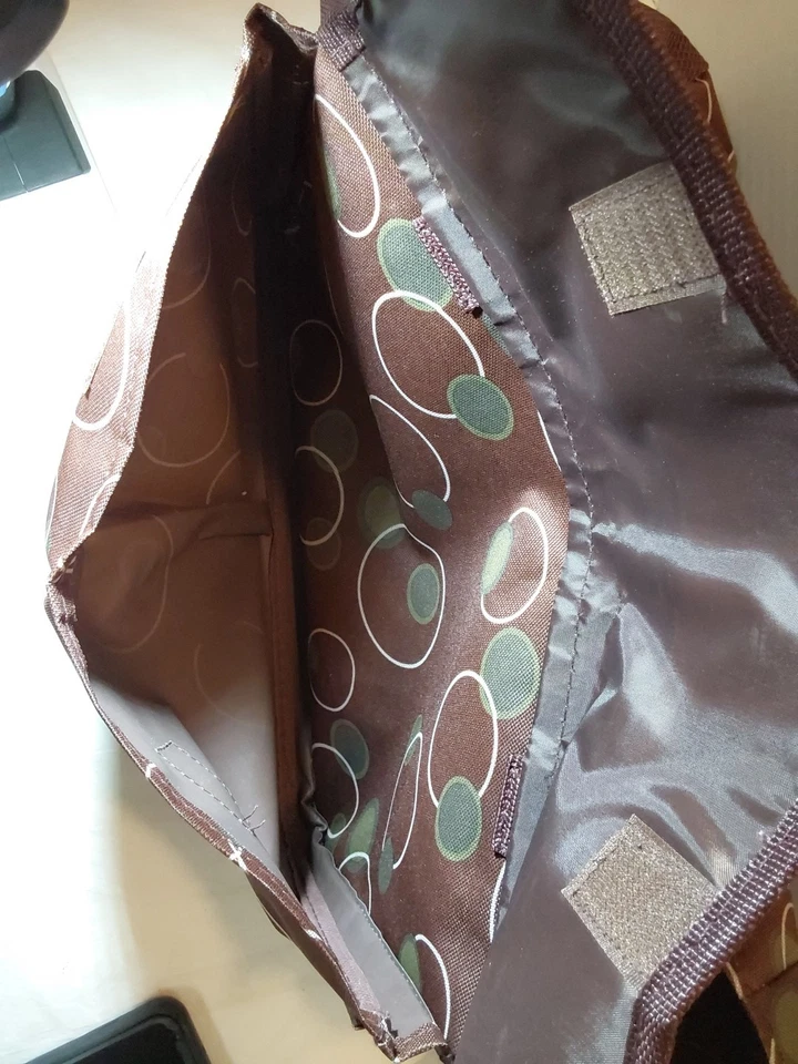 Bolso de Viaje Bolso de Mano Geométrico Marrón Lona Artesanal Bolso Pañales Piscina Playa Foto 3 de 4