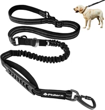 Philorn Bungee Dog Leash Heavy Duty 6-7FT Adjustable Length No Pull with 2 Padde