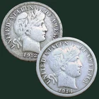2 BARBER DIMES 1912-D AND 1914-P