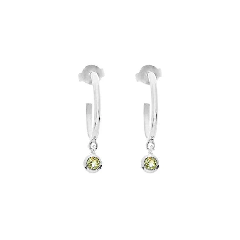 Natural Peridot Gemstone Dainty Hoops Earrings 18k Solid Gold Earrings F602 - Image 4 of 4