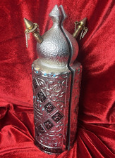 Magnificent Vintage Torah Scroll Replica Sefardi Style Metal Heavy Silver Tone