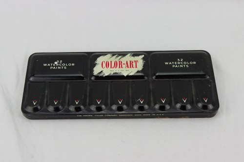Color Art No. 83 Watercolor Tin w/ Paints and Brush, Metal, Vintage