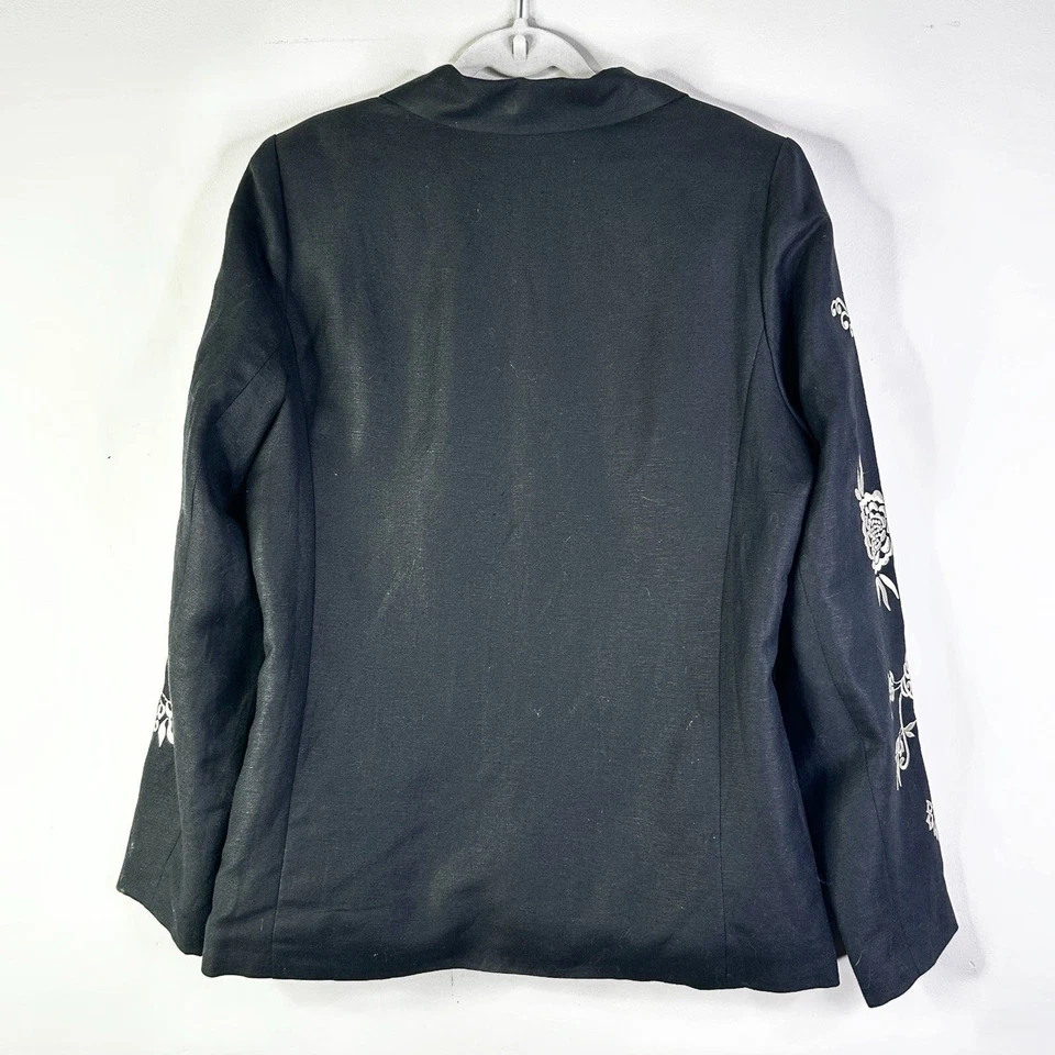 Traje Victor Costa Ocassion Mujer L Negro Bordado Falda Blazer Lino Seda De Colección Foto 3 de 4