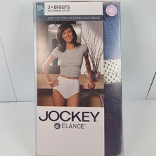 VTG 2003 Jockey Elance 3 Pack Womens Briefs 100 Cotton Covered Waistband Sz 6