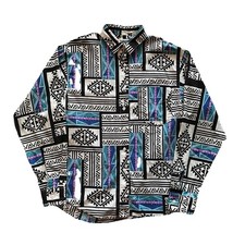Vintage 80s Wrangler Button Up Shirt Men  s Small Aztec Geometric Design USA Made