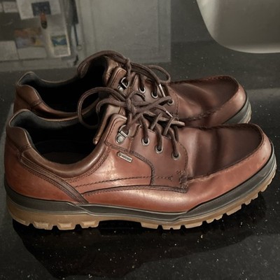 ECCO Brown Leather Gore-Tex Waterproof Men's Oxford Casual Shoes Lace-Up 10.5-11
