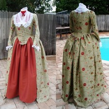 1780s Medieval Victorian Rococo Dress Renaissance Royal Court Floral Ball Gowns