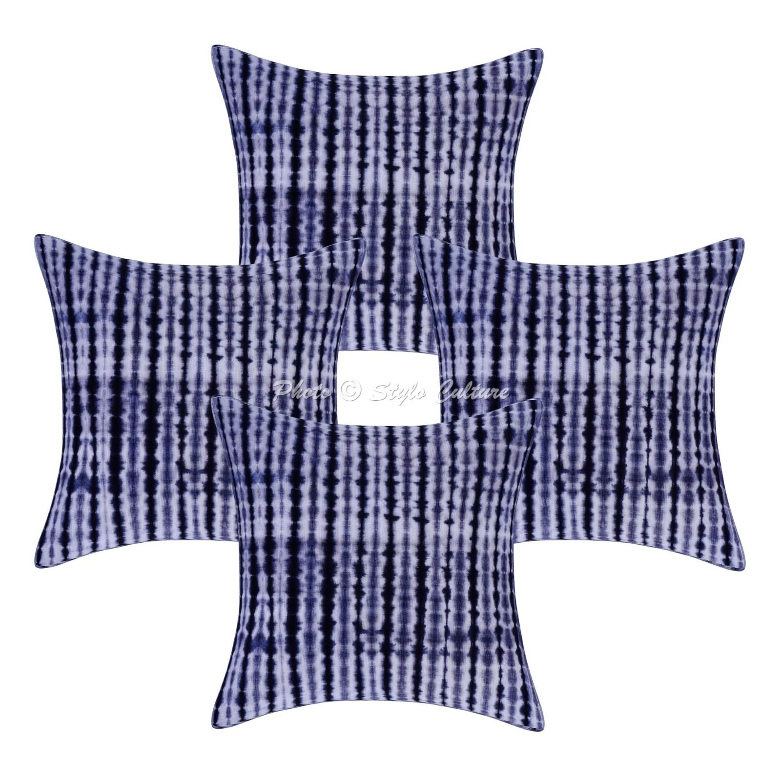 Ethnic Shibori Throw Pillow Covers 20x20 Tie Dye Cotton Boho Cushion Cover