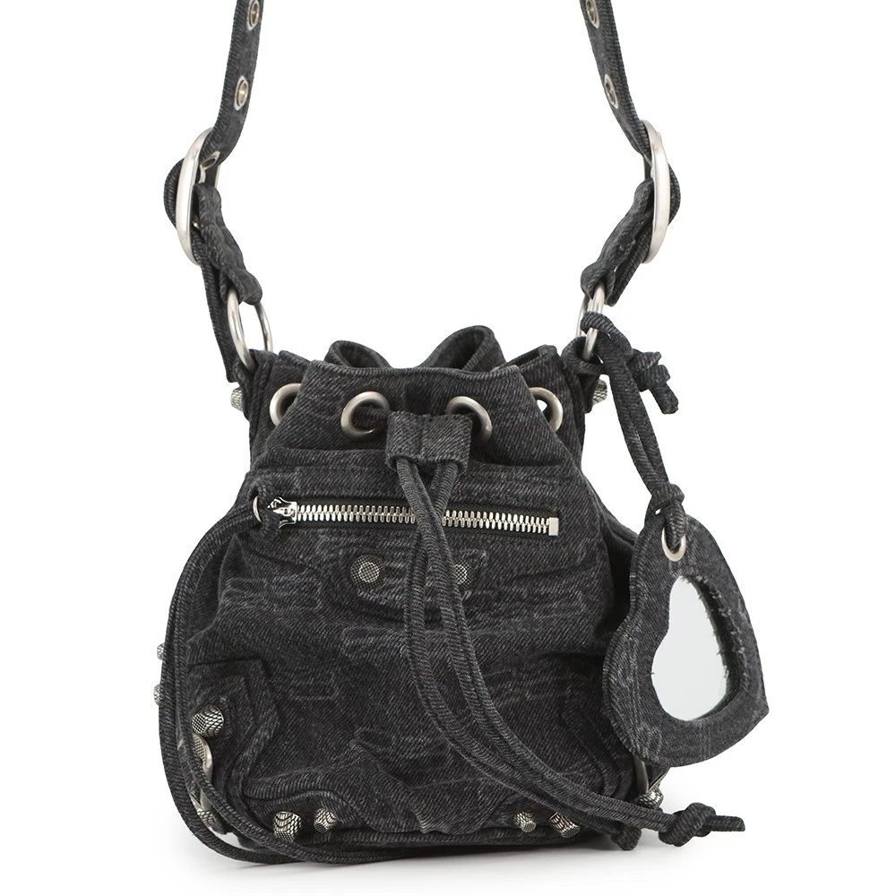 Balenciaga — BALENCIAGA Le Cagoule Shoulder Bag Size XS Denim Black 702431