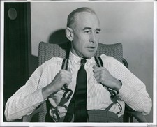 1950 Paul O Neil Middle Age Man Striped Shirt Chair Room Photo 8X10