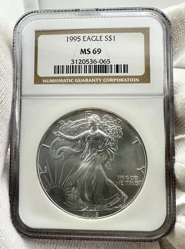 1995 $1 American Silver Eagle 1 oz Coin NGC MS69