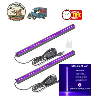 10W Energy Efficient 1ft USB Blacklight Strip - Glow Party Essential (2-Pack)