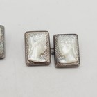 Vintage Carved Mother of Pearl Cameo Cufflinks Rectangular Silver Tone Men's — photo 5